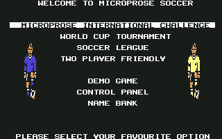 Microprose Pro Soccer menü